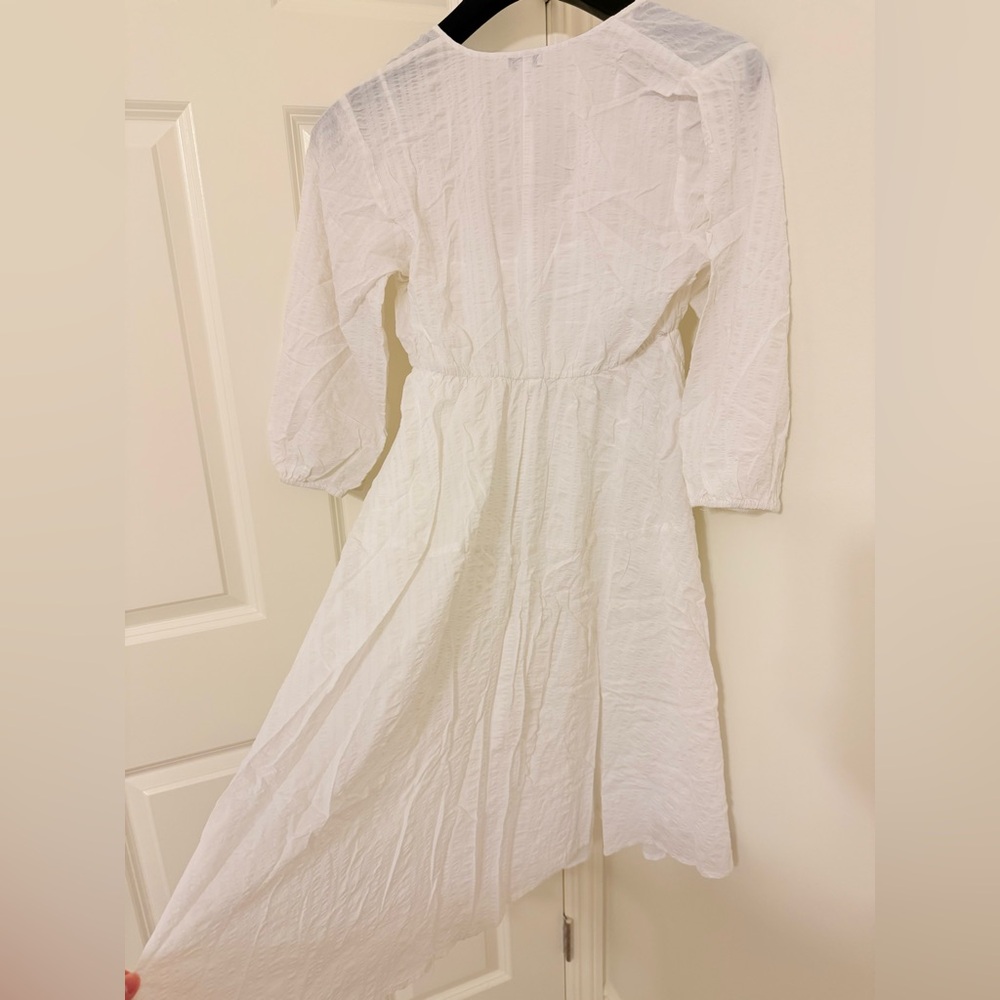 Nordstrom white cotton long-sleeve wrap dress size S - Picture 4 of 4